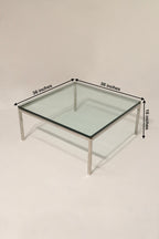 Close up of the solid glass top of the vintage table