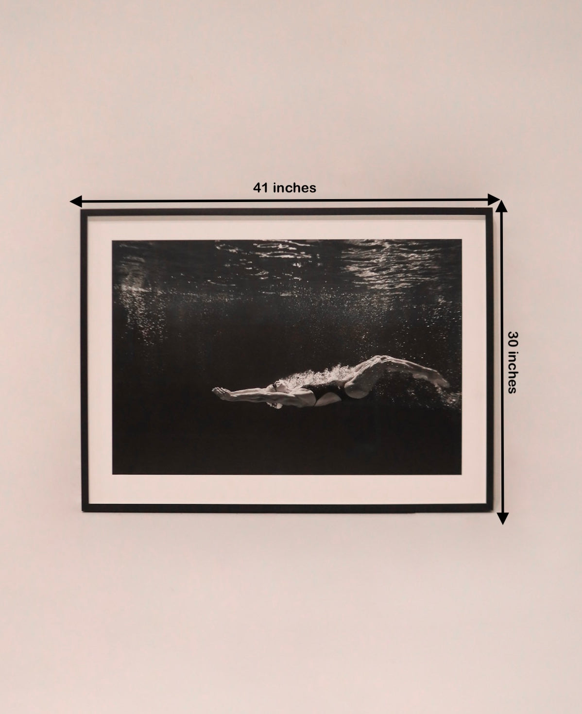 Detailed image showing the framed artwork dimensions, measuring 41 inches by 30 inches