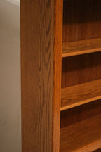 Detail of hardware and finish on vintage Mid-Century Modern wood cabinet