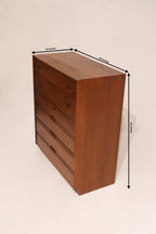 Dimensions of solid walnut wood highboy dresser: 36 inches wide, 18 inches deep, 44 inches high
