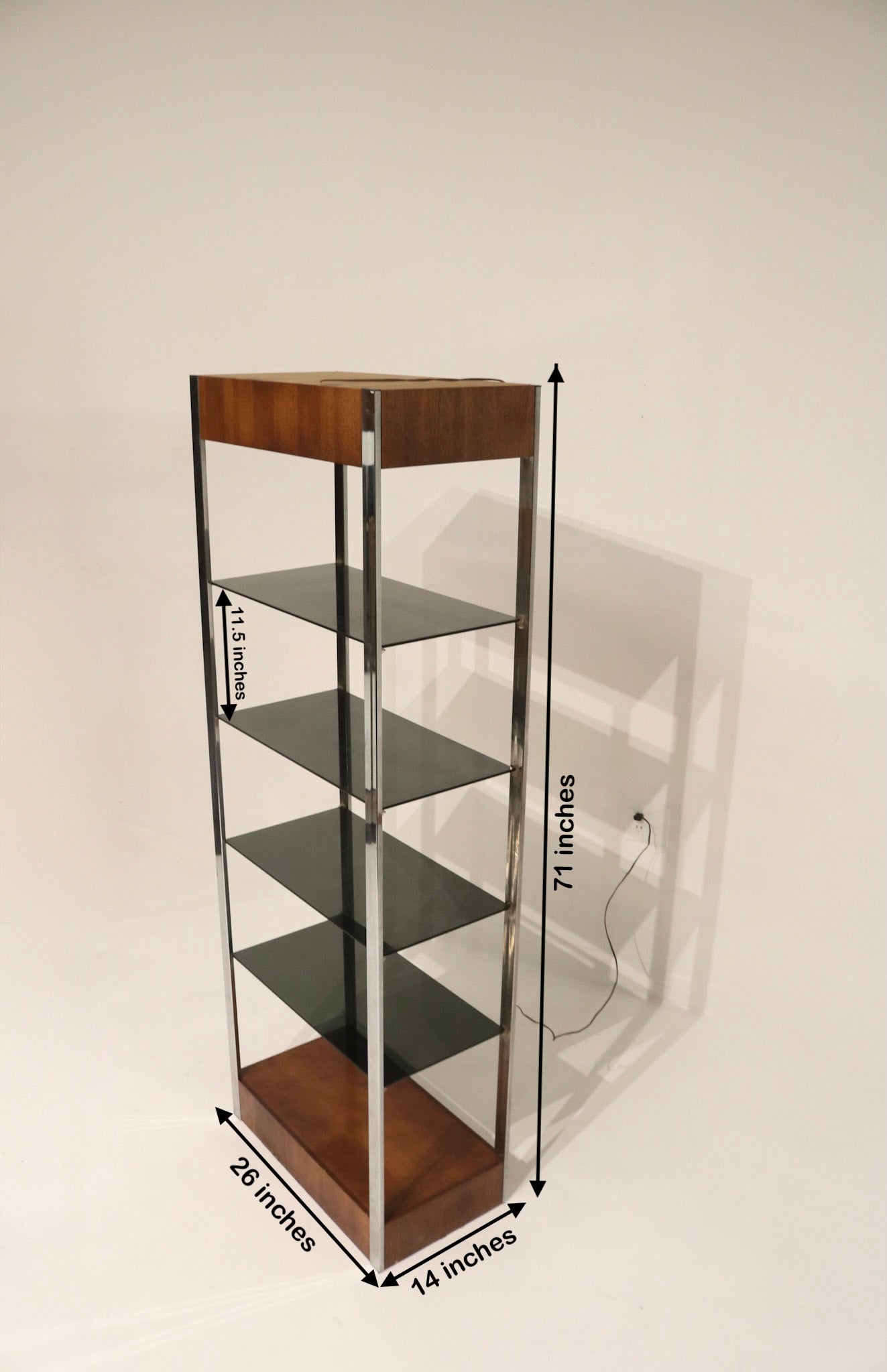 Stylish bookcase featuring wooden top and bottom