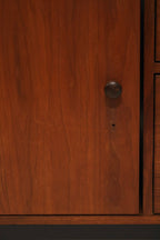 Back view of the cabinet showing finished walnut wood back panel