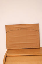 Close-up of wooden frame showing vintage finish and patina on the antique map set