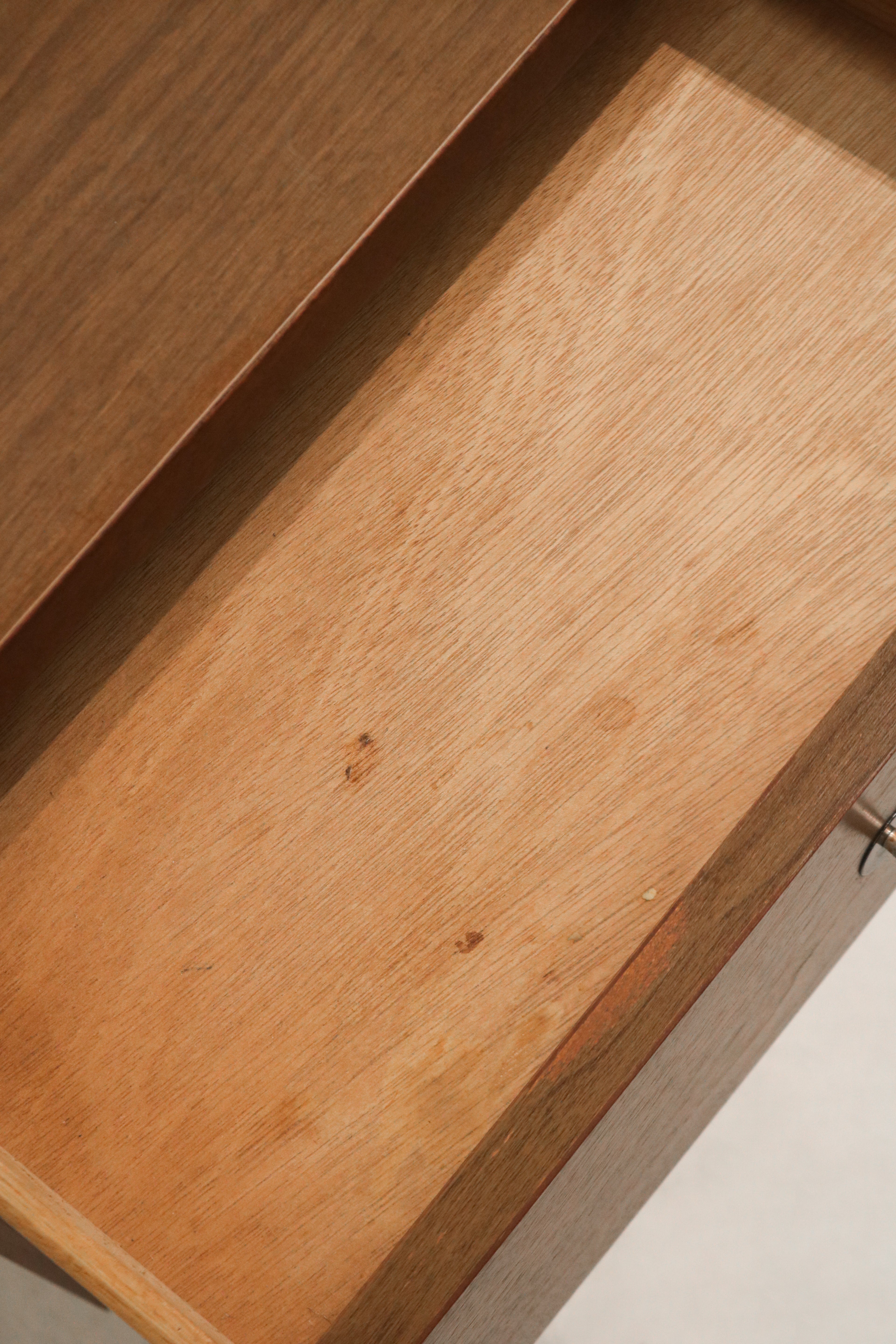 Back view of nightstand showing clean build and solid wood backing