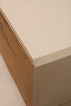 Close-up of drawer joints and functioning mechanism in vintage Lane nightstand