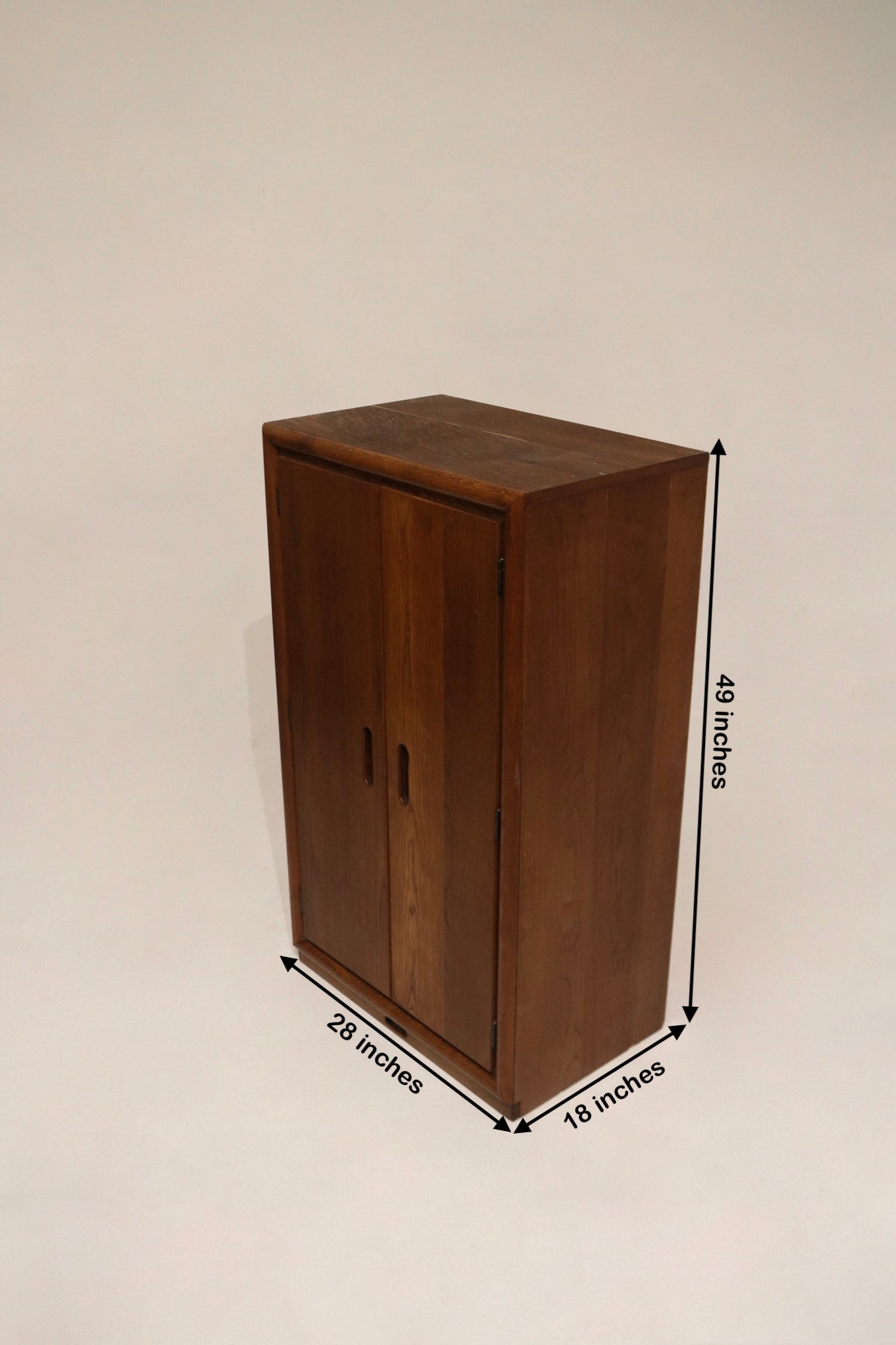 Sturdy oak wood cabinet with drawers and doors