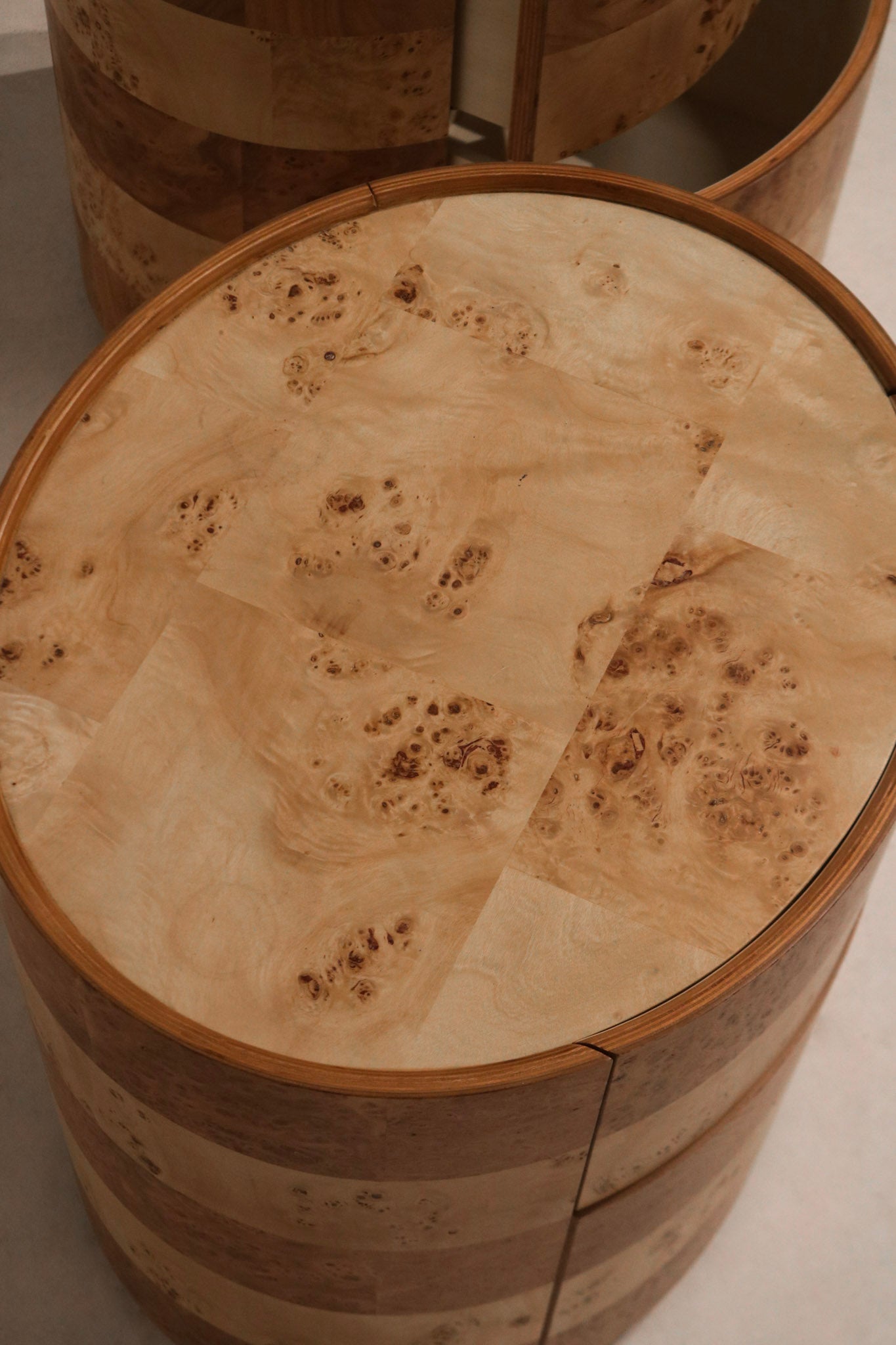 Bottom drawer opened showing deep storage space and integrated push-release hardware