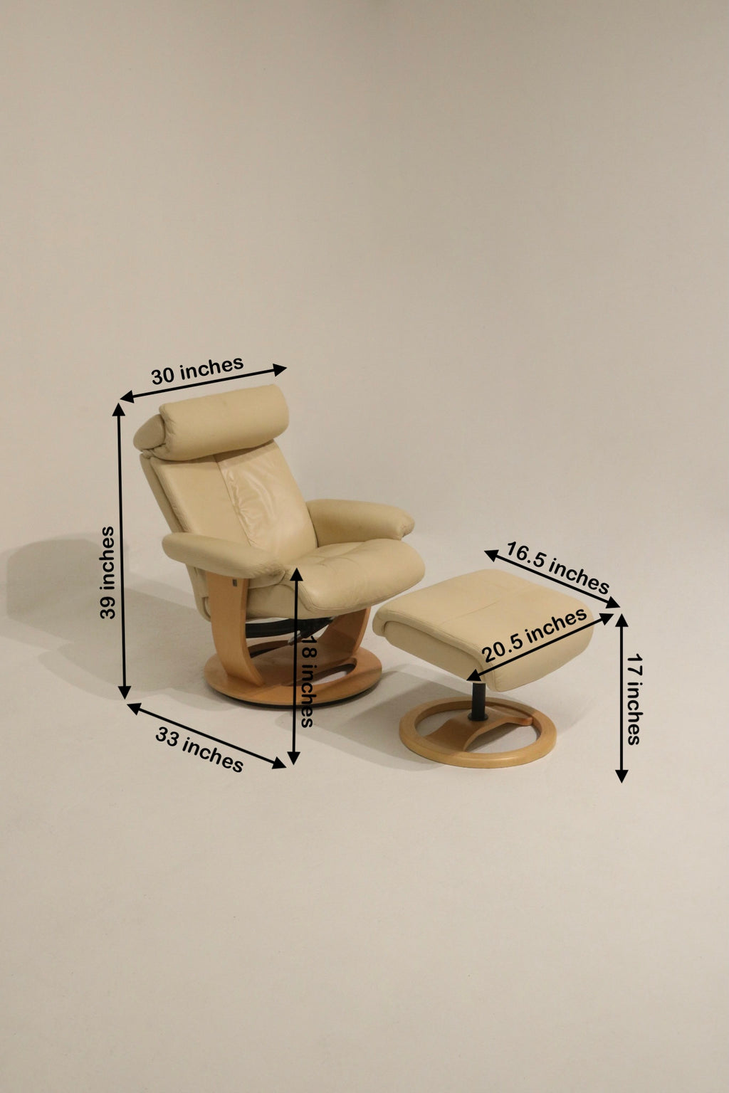 Matching ottoman for Nordic lounge chair in cream