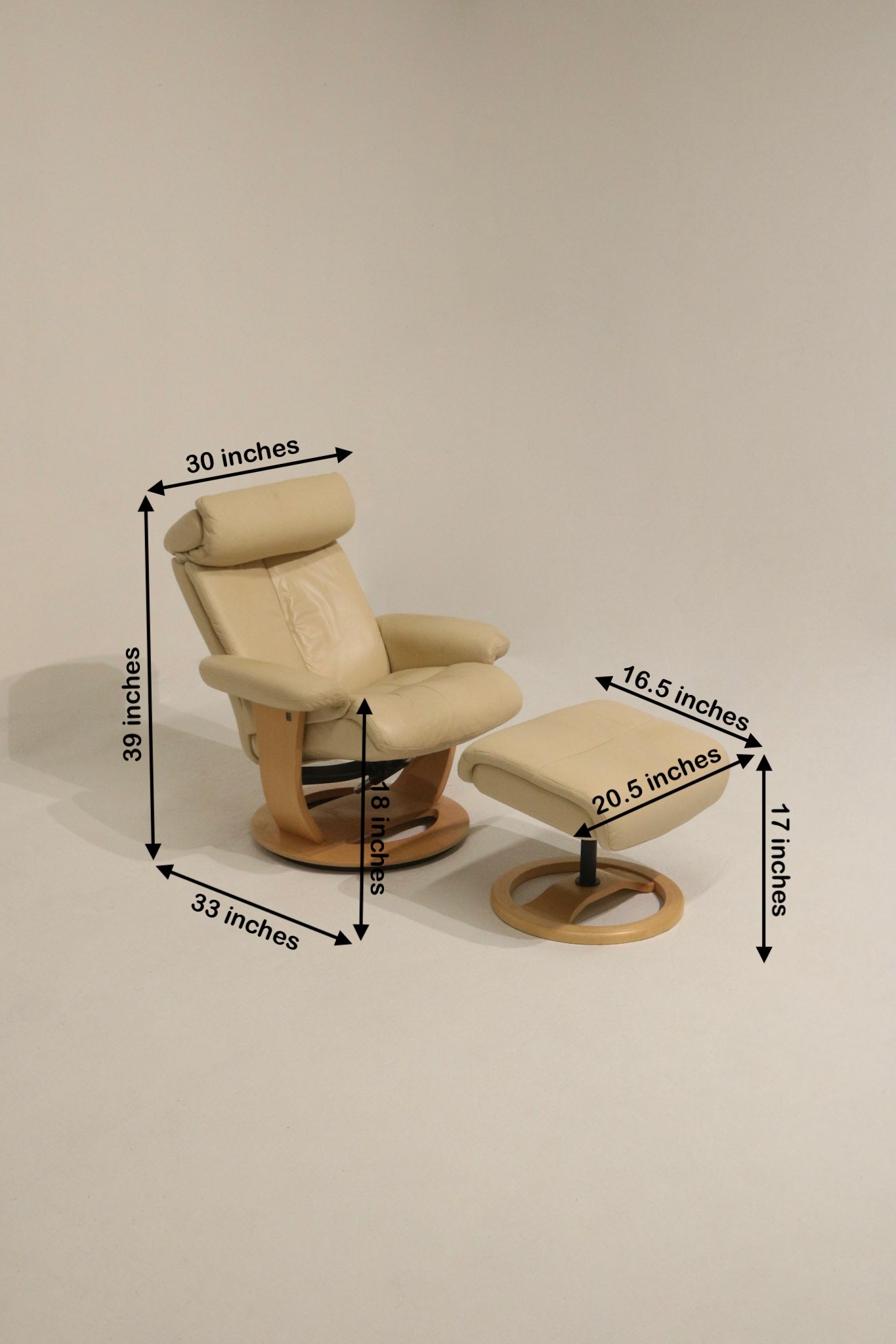 Matching ottoman for Nordic lounge chair in cream