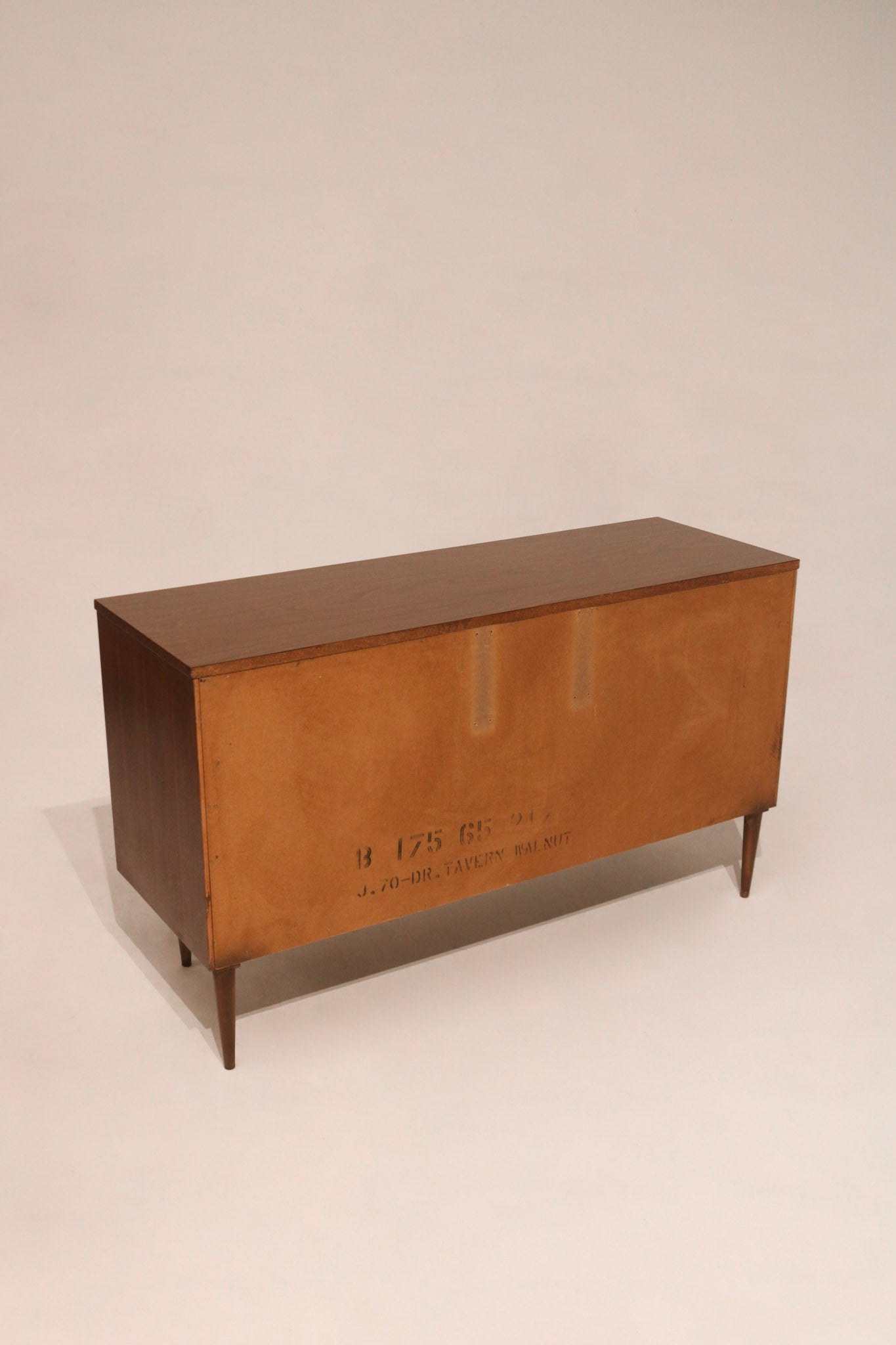 Dimensions of the Mcm Walnut Lowboy Dresser by Bassett shown with 52L x 18D x 30H in inches