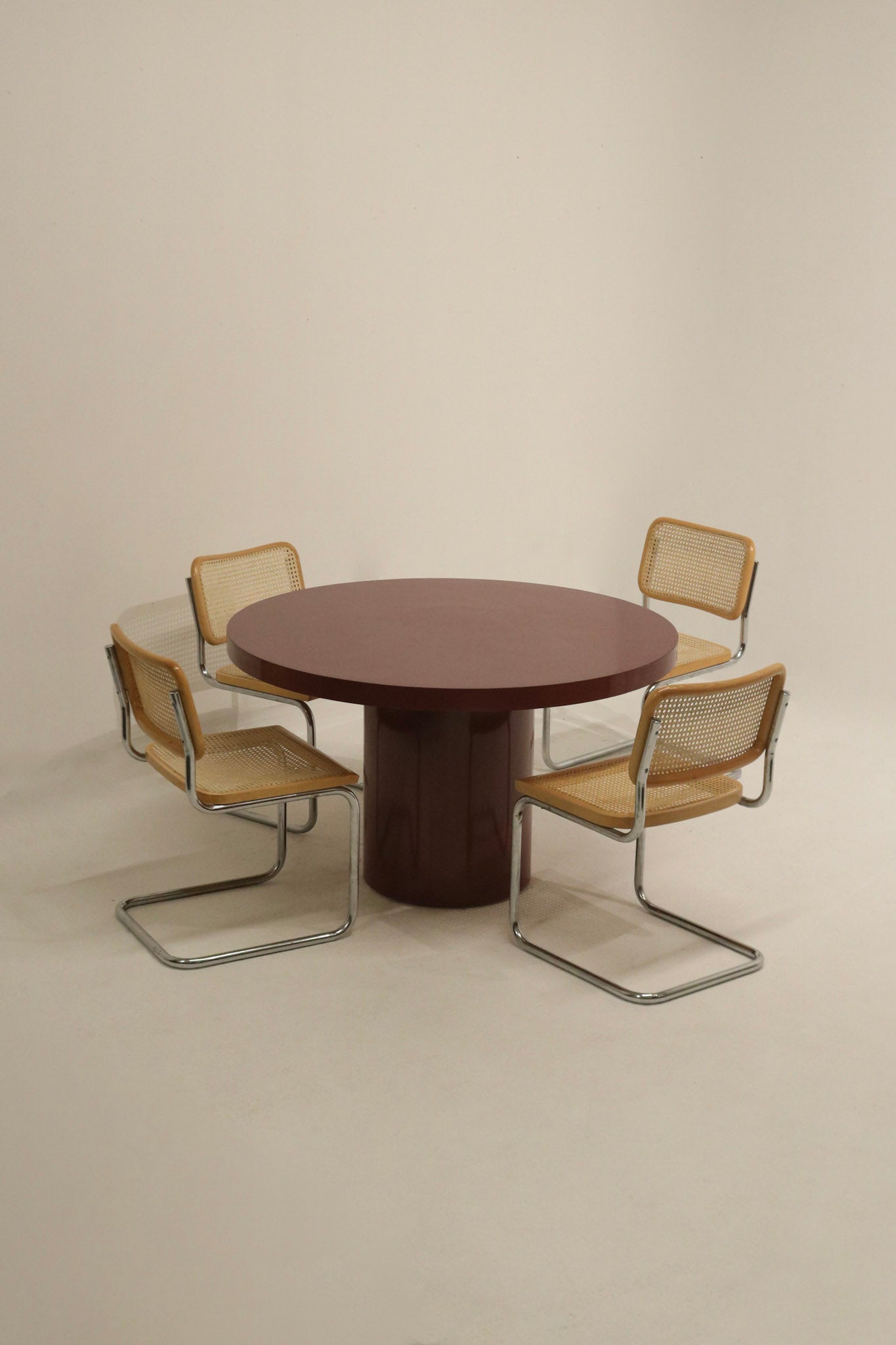 Vintage Italian chair and table set with chrome frames