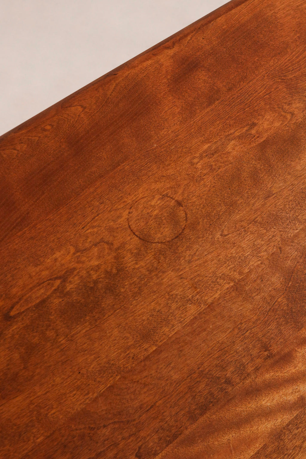 Back view of the vintage maple wood desk showing solid wood construction