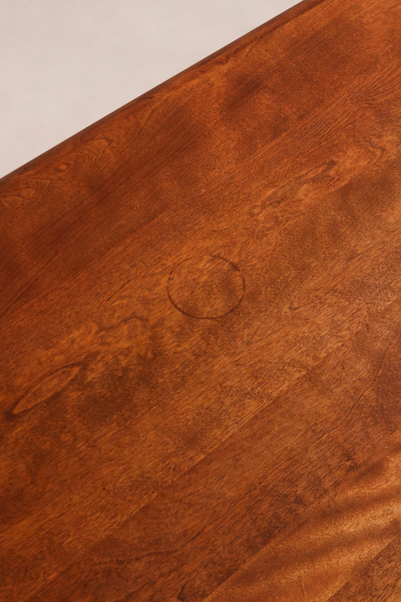 Back view of the vintage maple wood desk showing solid wood construction