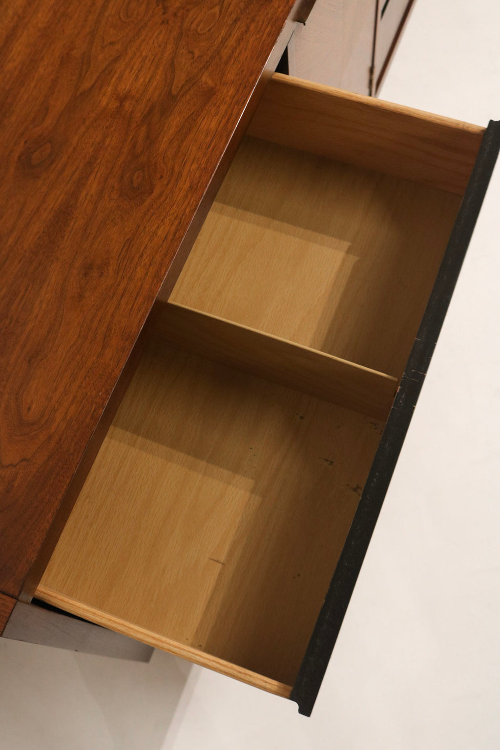 Construction detail showing joinery, thick drawer faces and reinforced corners, heavy sturdy build characteristic of Lane pieces