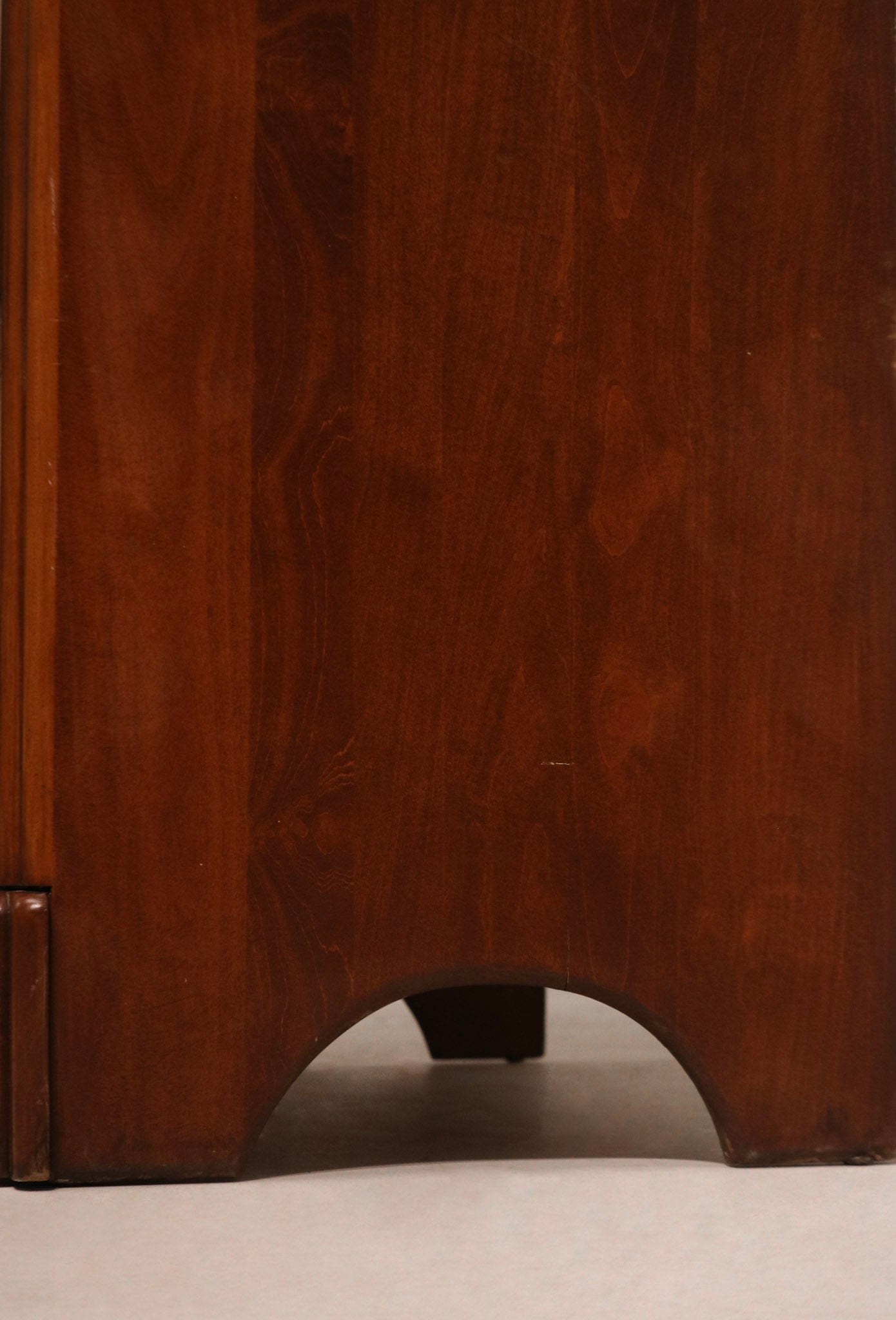 Side angle of vintage dresser showing clean lines and solid maple wood construction
