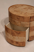 Back view of each nightstand showing clean craftsmanship and smooth veneer finishes