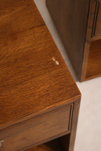 Side-by-side view of both nightstands emphasizing matched design and MCM style