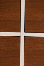 Zoom-in on cabinet edge showcasing fine wood grain and craftsmanship
