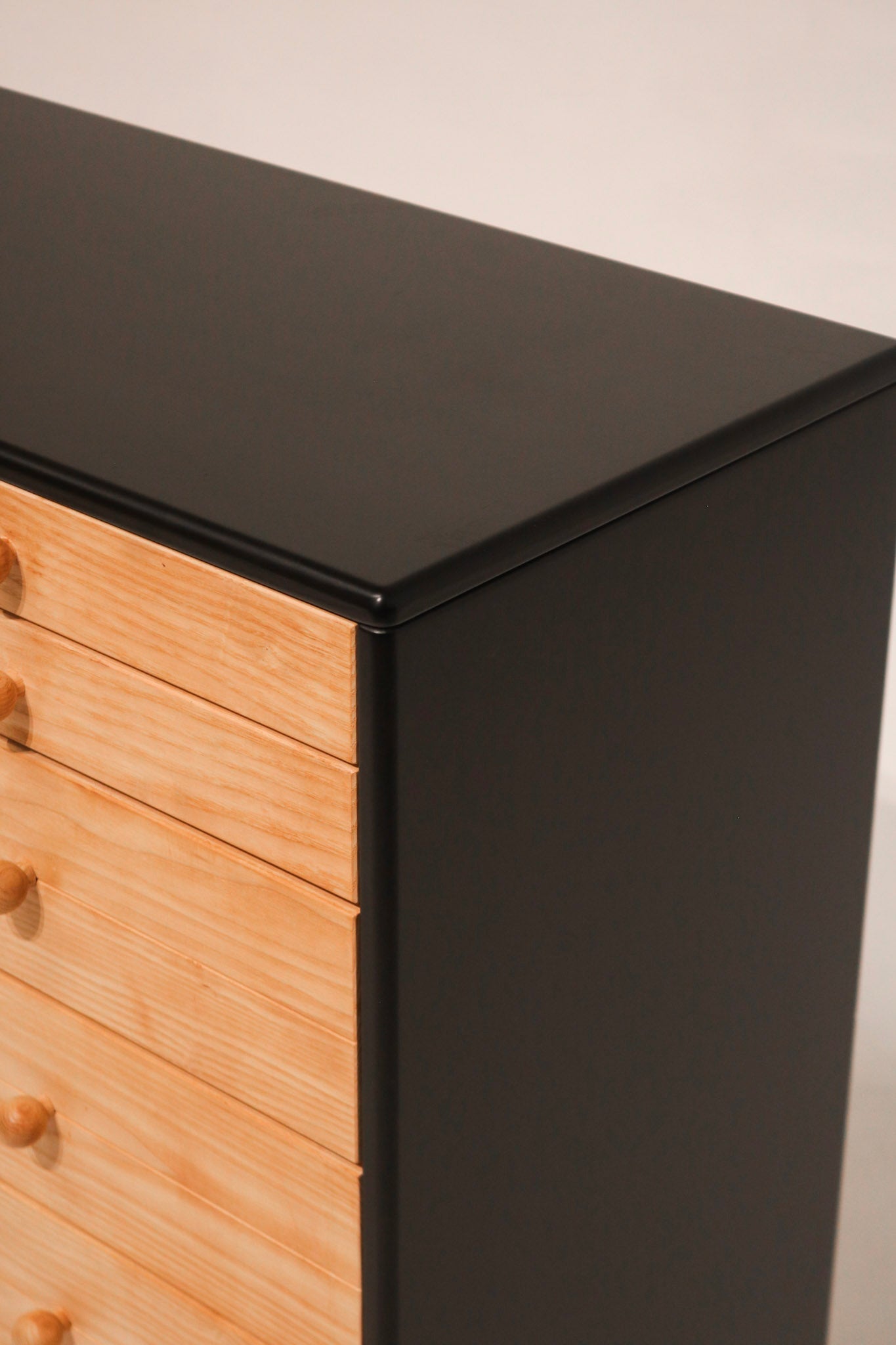 Interior view of drawers displaying space and clean pine material