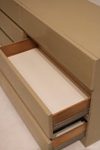 Rear panel of dresser showing solid wood back in excellent condition