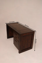 Desk measurements displayed: 50 inches long, 23.5 inches deep, 30 inches high, solid oak wood construction