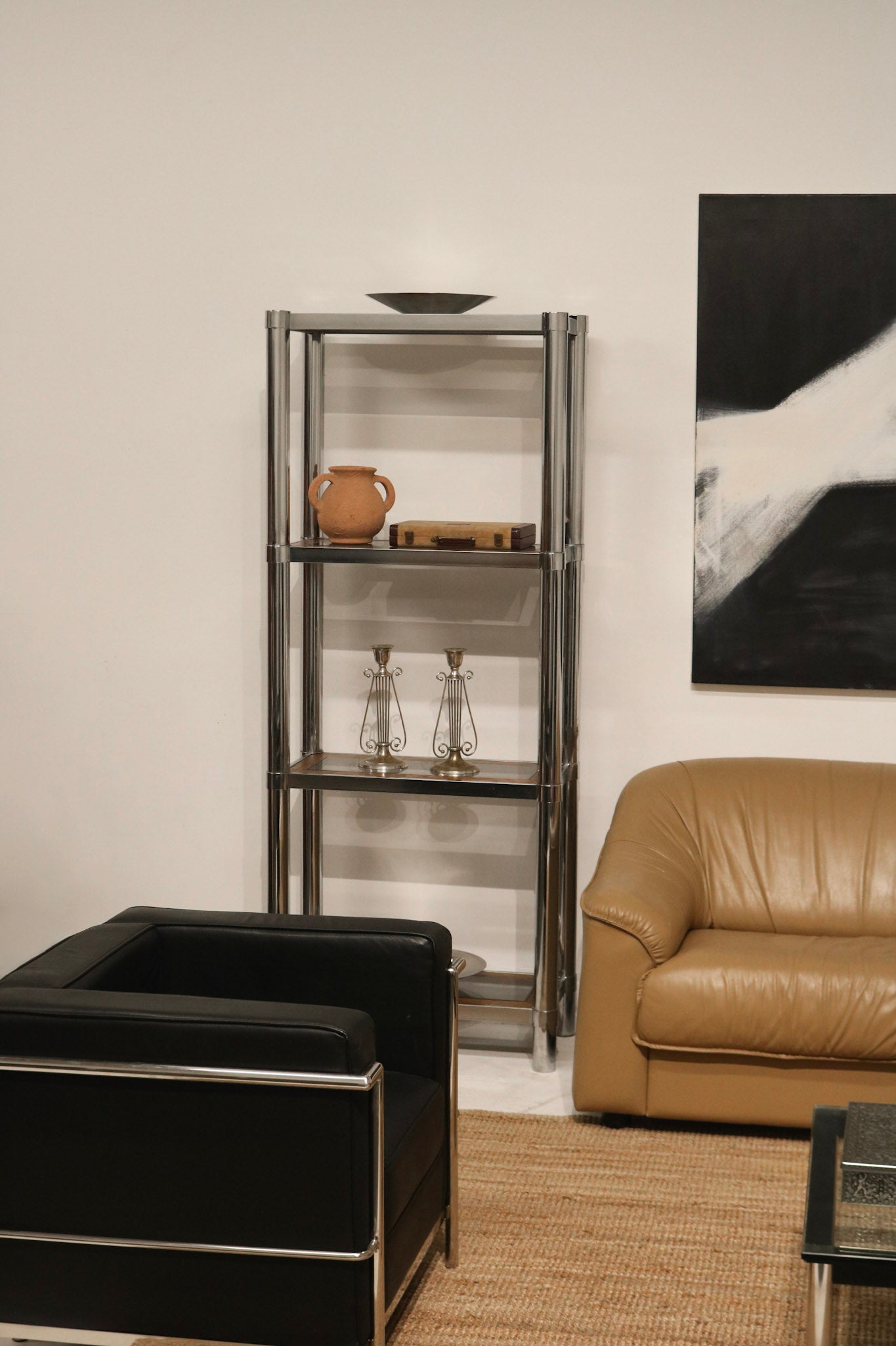 Back view of Vintage Bookcase showing open structure and minimalist design