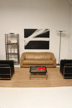 Close-up of solid thick glass top on Vintage Mcm Coffee Table showing clarity and edge finish