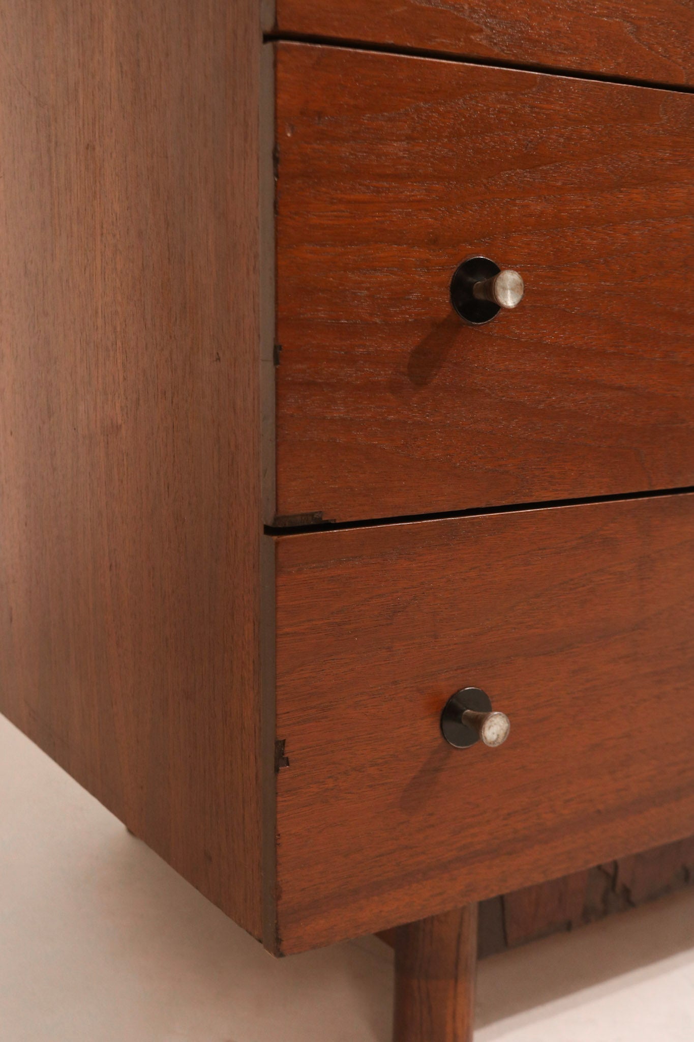 Angle from left side showing clean side panel and consistency in wood tone