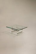 Vintage Lucite and glass coffee table design