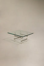Vintage Lucite and glass coffee table design