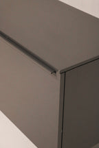 Contemporary interior setting with Capellini lacquered cabinet styled in NYC apartment