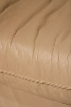 Angled view of entire Vintage Italian Leather Sofa Couch showing balanced proportions