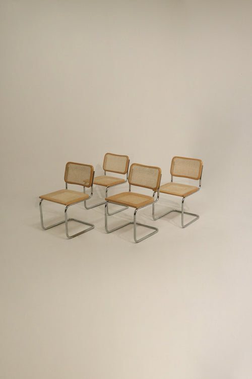 Vintage cane seat with chrome frame