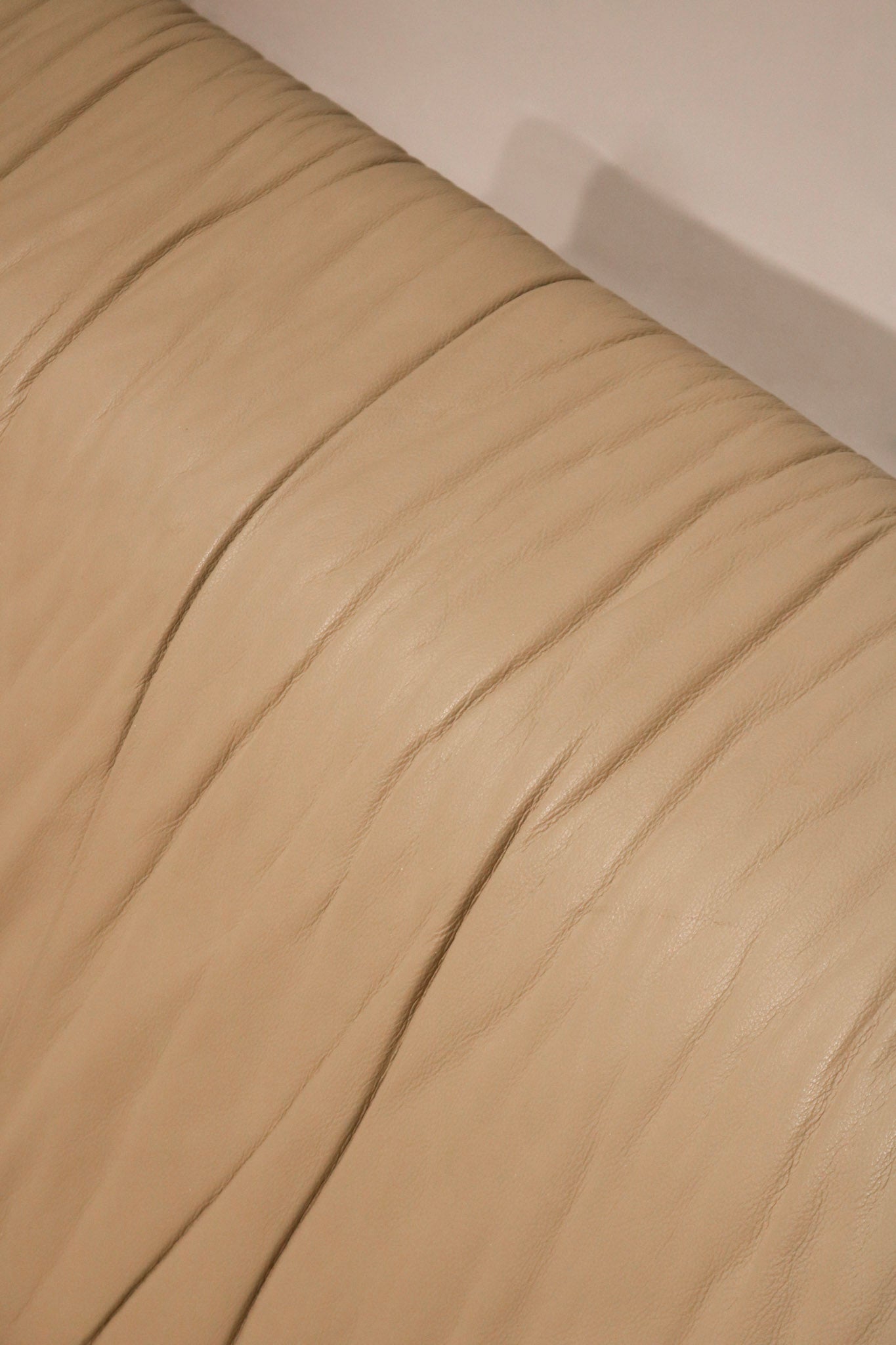 Zoomed-in texture detail of Italian leather material, rich grain and natural tone