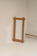 Vintage Danish pine wood mirror from the 1970s
