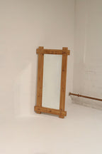 Vintage Danish pine wood mirror from the 1970s