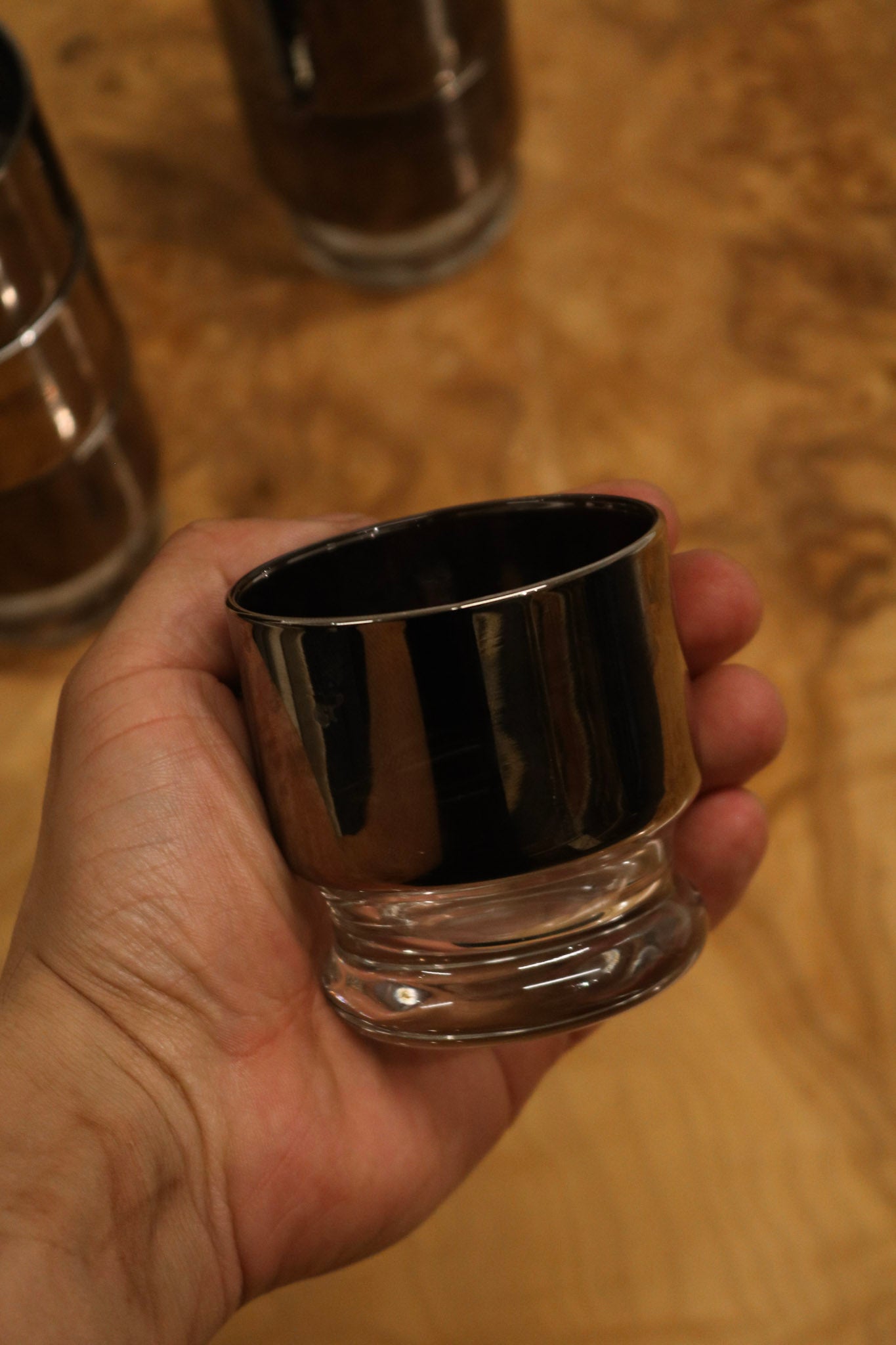 Mid-century modern silver fade cocktail glass