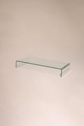 Main view of the Contemporary Modern solid glass waterfall coffee table, circa 1999, in pristine condition
