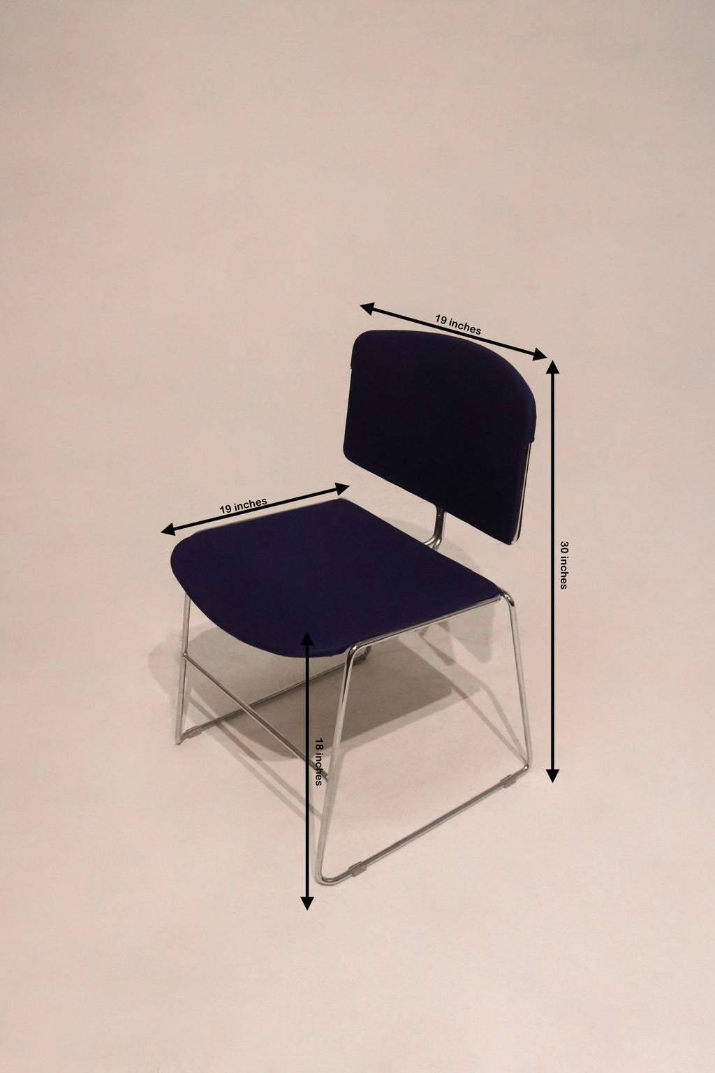 Product dimensions showing 19 inches wide, 19 inches deep, 30 inches tall, seat height 18 inches