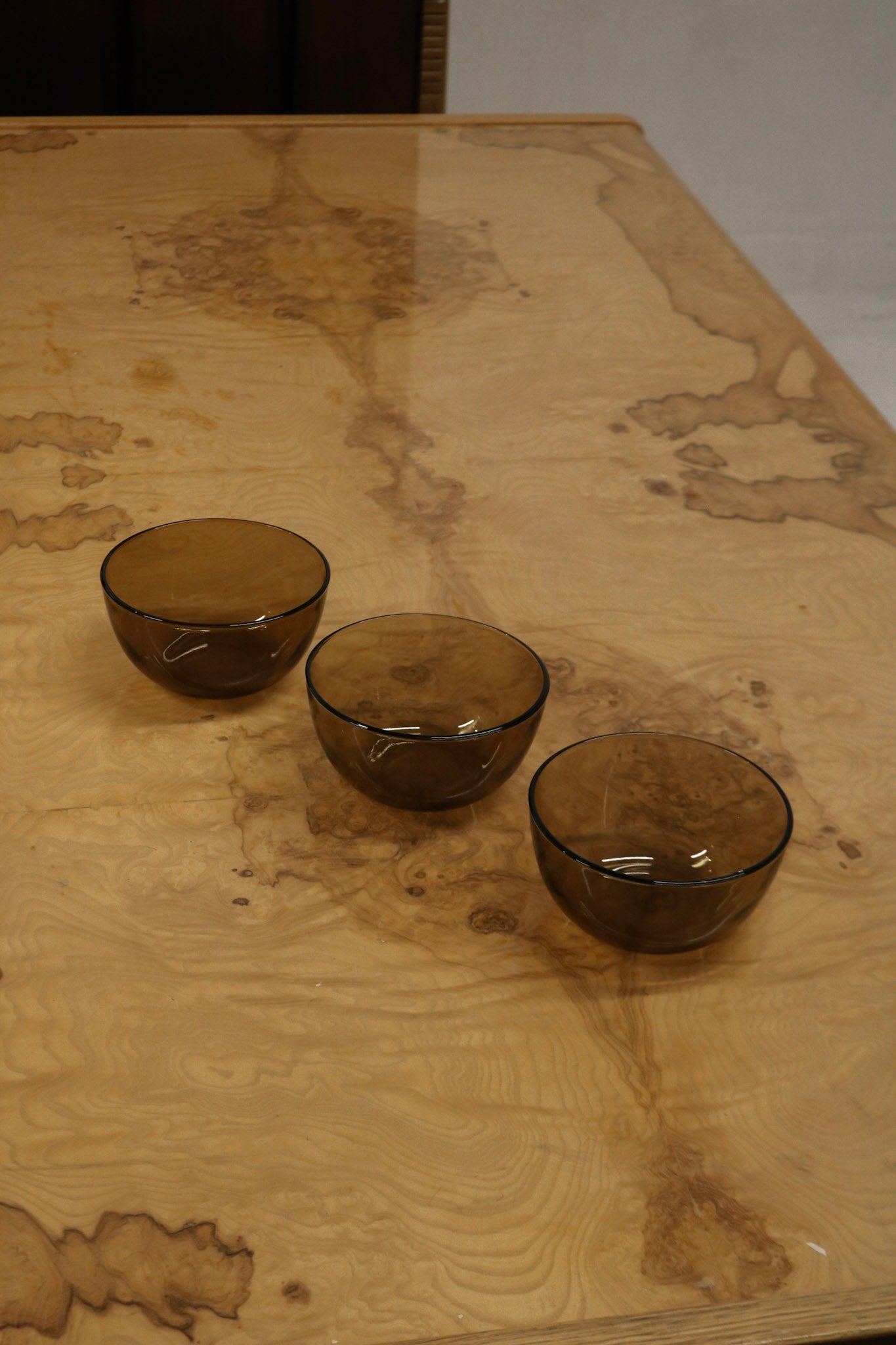 Vintage smoked glass bowl set - three bowls