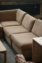 Photo showing reconfigured modular layout of sections demonstrating flexible arrangement options for living spaces in NYC homes