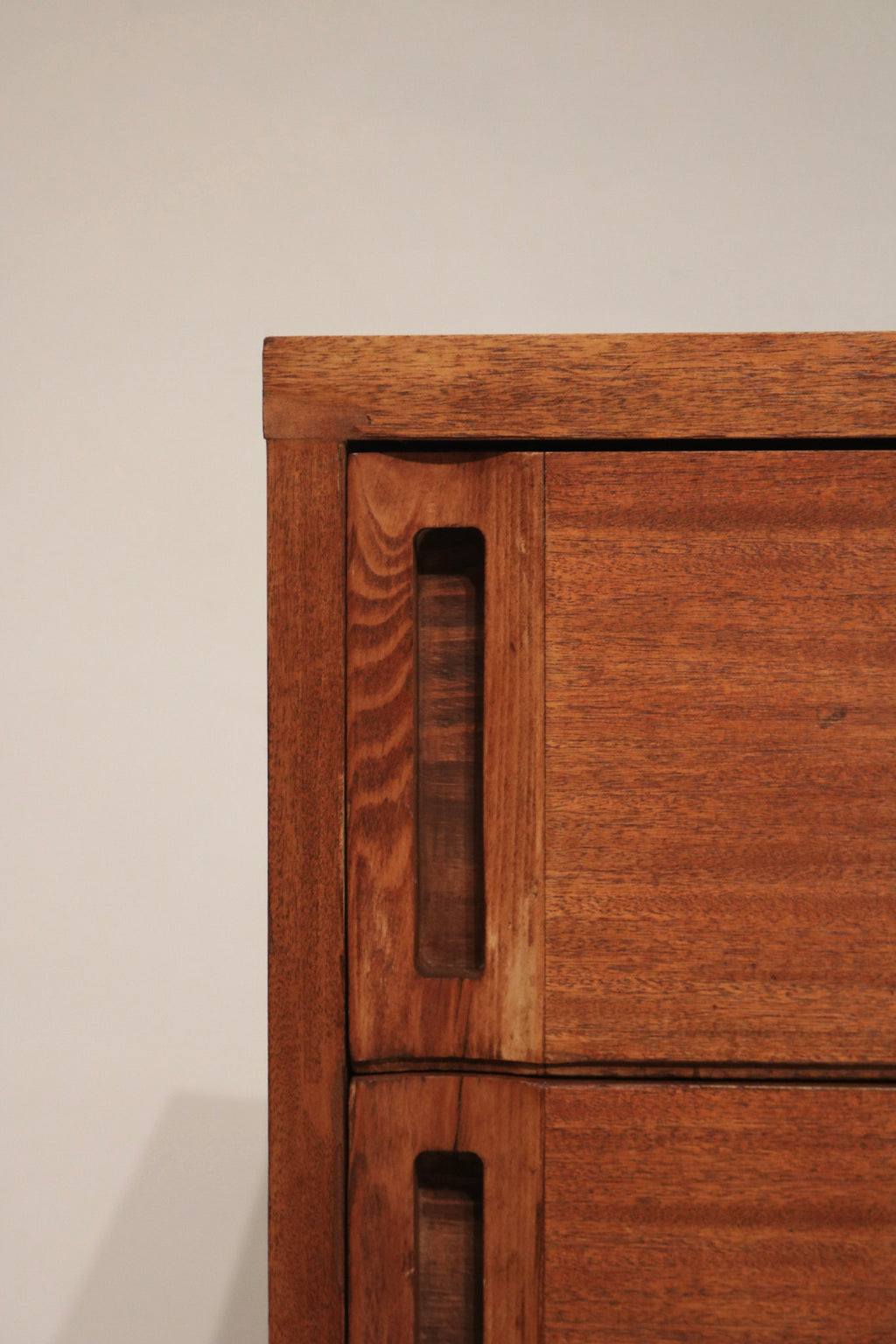 Image showing inside of drawer on vintage solid wood dresser, solid wood interior, deep storage space and intact drawer bottom