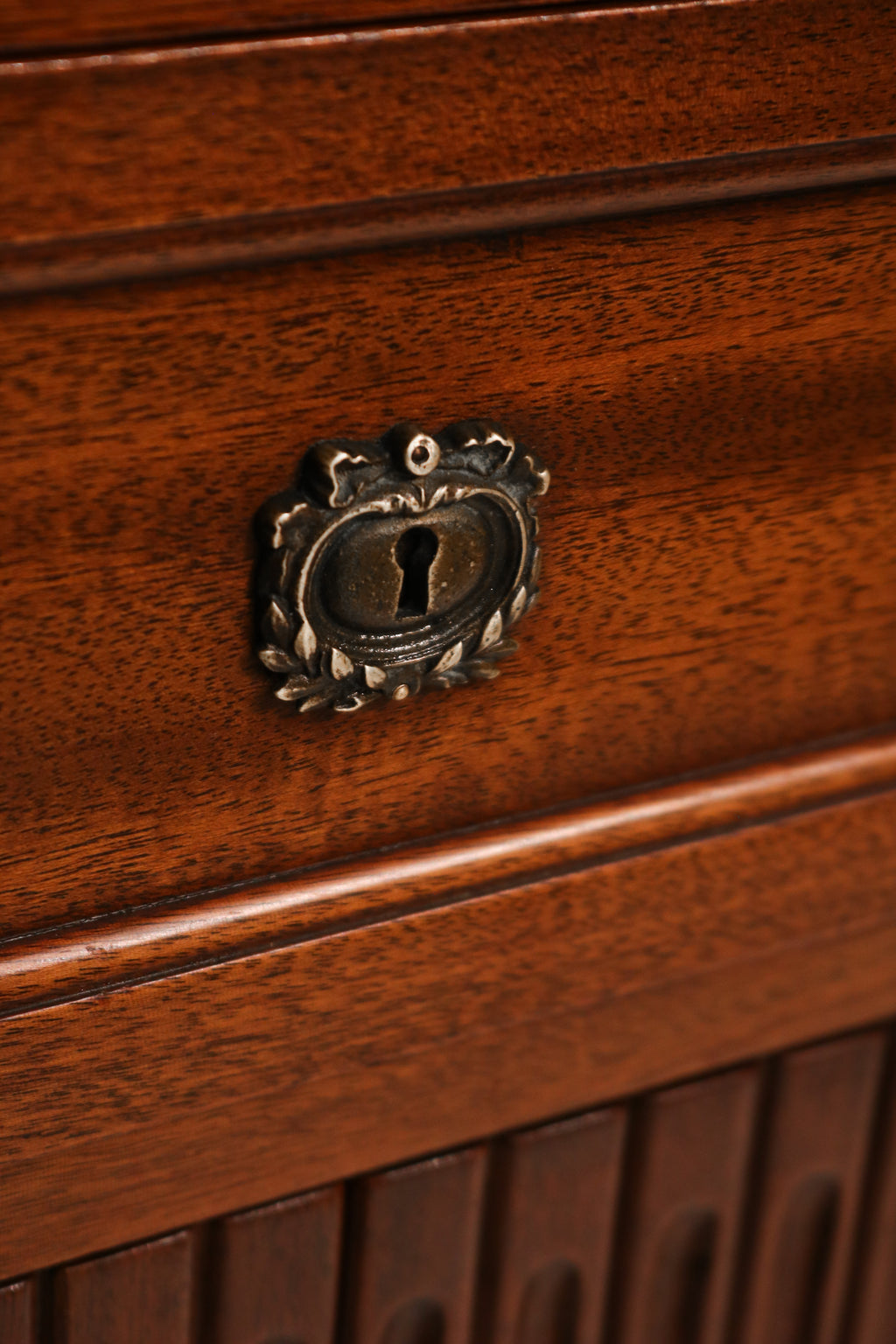 Back view of the dresser showcasing the seamless wood joining and smooth surface