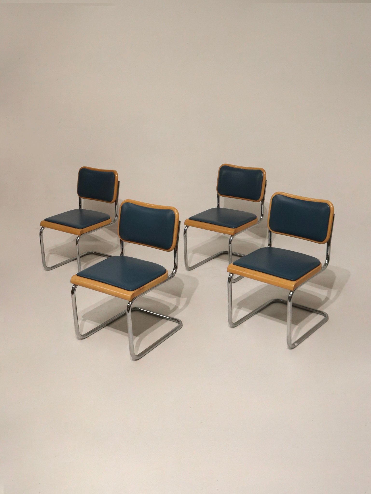 Iconic Cesca chair in blue upholstery