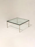 Vintage chrome and glass table view from the side