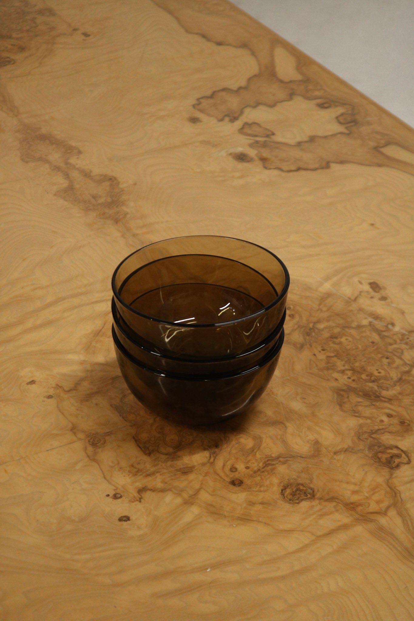 Stylish serving bowls made of smoked glass