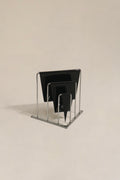 W-shaped chrome frame with acrylic panels
