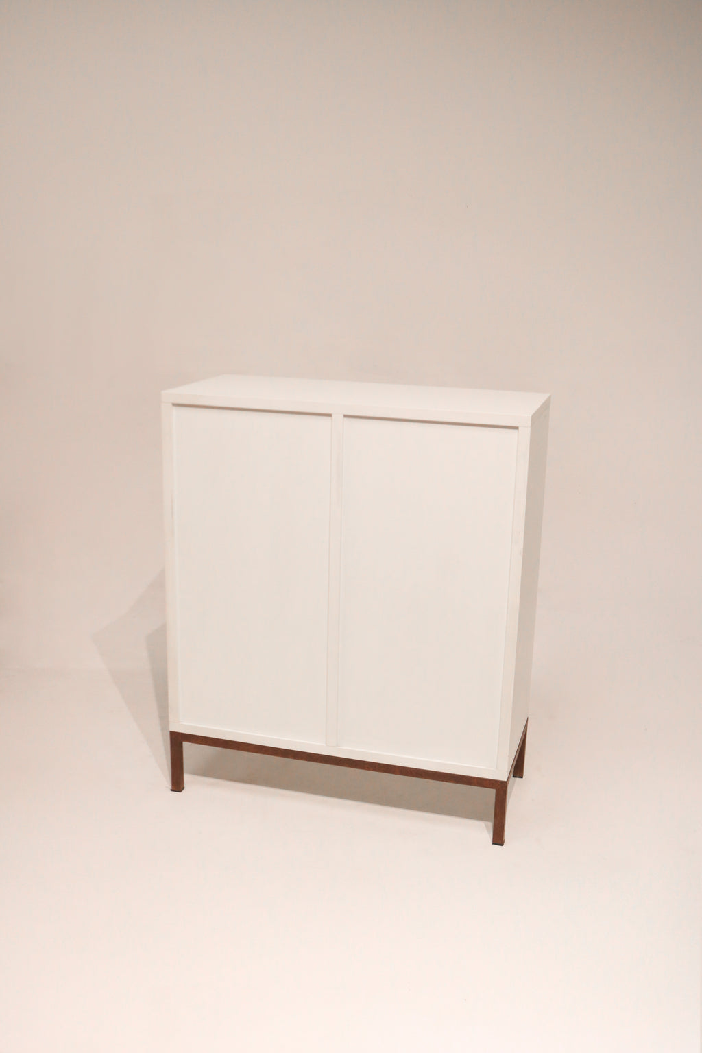Side angle of the storage cabinet illustrating depth and build quality