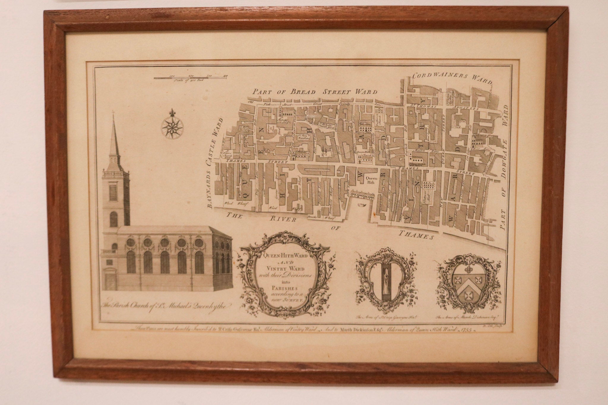 Zoom on map label area showing historical inscriptions and patina