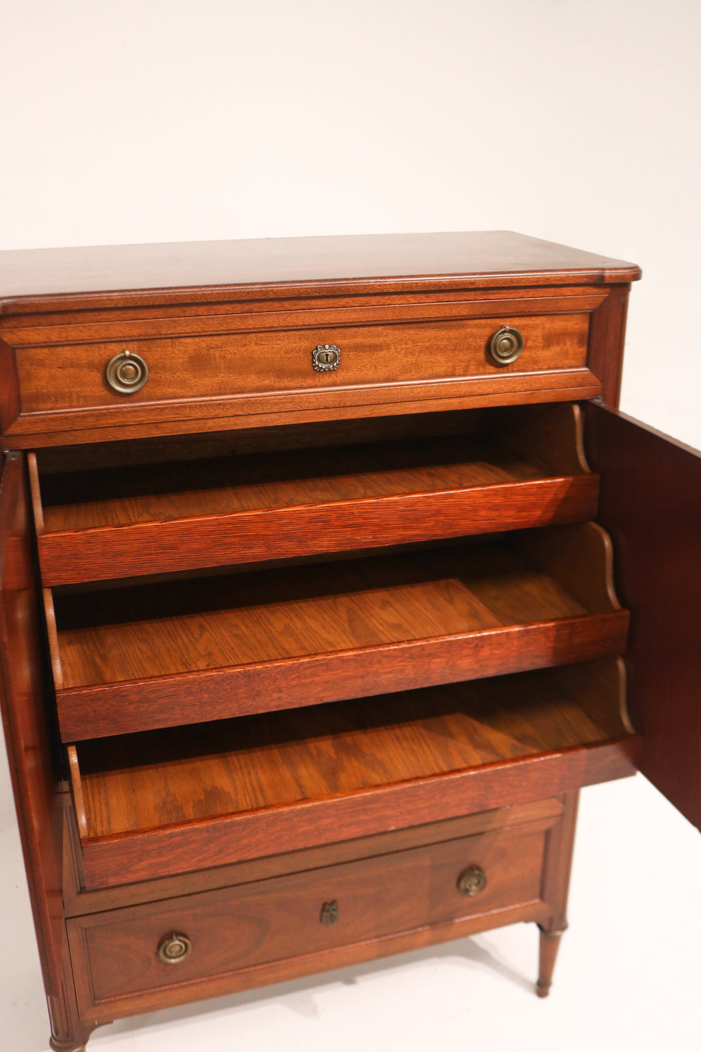 Interior of drawer displaying the quality craftsmanship and natural wood tone